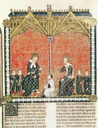 Re Carlo V (1338-80) e Jeanne de Bourbon (1338-77) con i loro figli, dal Rational des divins offices di Guillaume Durand (1230-96) 1374