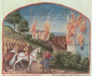 Ms Fr 91 Fol.87 Pagina da La storia di Merlino di Robert de Boron, c.1482-89