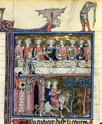 Ms Fr 95 f.326 Re Artù e i suoi cavalieri intorno alla Tavola, da l