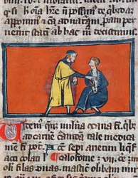 Ms H 89 Un medico che applica un unguento su una ferita di un paziente, da un