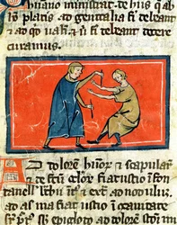 Ms H 89 Medico che cauterizza una ferita con il fuoco, da un