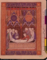 Ms Lat 10525 Fol.28 La sepoltura di Giacobbe in Canaan, dal Salterio di San Luigi, c.1258-70
