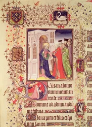 Jean de France, Duca di Berry guidato da San Pietro alle Porte del Paradiso con una iniziale istoriata 