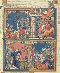 Sansone e Dalila, dalla Bibbia Morgan, c.1244-54