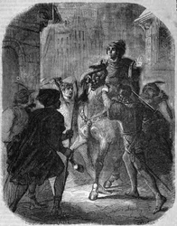 Assassinio di Luigi I di Valois, Duca di Orleans (1372 - 1407) nella Vecchia Rue du Temple da Jean Sans Peur - in "Histoire de France" di L.-P. Anquetil