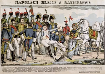 Napoleone ferito a Ratisbona - immagine di Epinal
