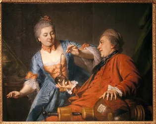 Nicolas Bergeat (1733-1815) e Madame de Maisoncel che fanno un esperimento di fisica