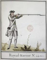 Ufficiale della Marine Royale con un moschetto baionettato, 1768