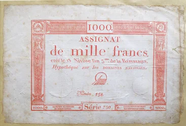 Banconota da mille franchi, 1795 (inchiostro su carta)