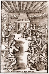 Apertura del corso di chimica trasmutatoria - Incisione del 1653 in 