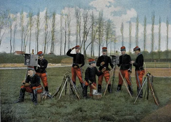 Seduta di telegrafo ottico - in "Album militare - servizio domestico: cavalleria"