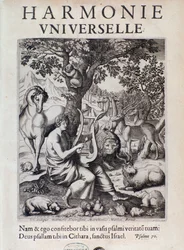 Orfeo che suona per gli animali. Frontespizio di Harmonie universelle di Marin Mersenne