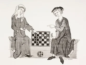 Ottone IV, Marchese di Brandeburgo, che gioca a scacchi con sua moglie Edvige d