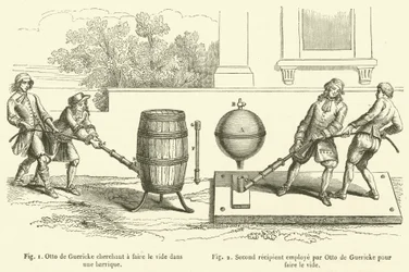 Otto de Guericke che cerca di creare il vuoto in una botte, Secondo recipiente utilizzato da Otto de Guericke per creare il vuoto