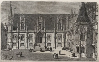 Palais de Justice de Rouen - incisione in "Histoire de France" di Victor Duruy - 1882