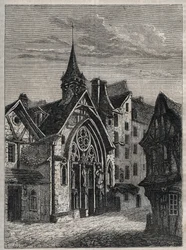 Parigi - Rue Saint-Martin, chiesa Saint-Julien-des-Ménétriers - Incisione in 