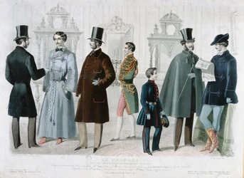 Tavola di moda parigina per il Bulletin of Fashion, New York, febbraio 1858