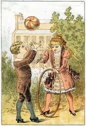 Paul gioca a palla e Louise gioca con il cerchio - in 