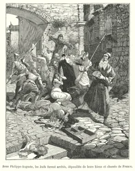 Persecuzione degli ebrei francesi durante il regno di re Filippo Augusto, fine XII secolo (incisione)