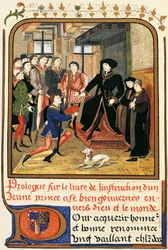 Filippo il Buono (1396-1467) sotto il baldacchino, incisione da Instruction jeune prince, contenuta in Dictionary of Furniture and Decoration, Henry Havard, Volume II