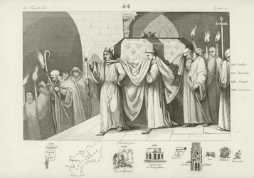 Filippo III di Francia aiuta a portare la bara di suo padre, Luigi IX