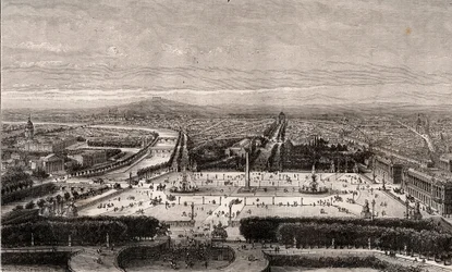 Place de la Concorde a Parigi - incisione in “La France illustrée: geografia, storia, amministrazione statistica” di V.A. Malt-Brown. 1884