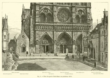 Piazza del parvis Notre-Dame nel quindicesimo secolo