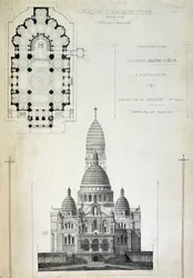 Piano e elevazione del Sacro Cuore, progetto di Mr. Abadie, fine XIX secolo