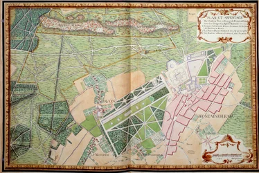 Piano e rilievo del castello, parco e villaggio di Fontainebleau