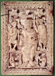 Placca raffigurante Re Davide in trono, da Reims, IX-X secolo