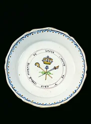 Piatto decorato con i Tre Ordini sotto la corona reale, 1789