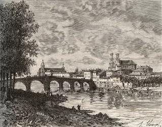 Pont-a-Mousson - Meurthe-et-Moselle - incisione in “La Francia illustrata: geografia, storia, amministrazione statistica” di V.-A. Malt-Brown. 1884