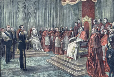 Papa Pio XI riceve in udienza solenne i governanti di Spagna, a "Le Pelerin".