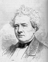 Ritratto di Joseph Samson (1793-1871), attore francese, membro della Comédie Française. Incisione in "Le Monde Illustre" n.312 del 4 aprile 1863