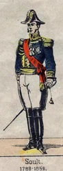 Ritratto a figura intera di Nicolas Soult (1769-1851) maresciallo di Francia, Duca di Dalmazia. Immagine di Epinal della fine del XIX secolo.