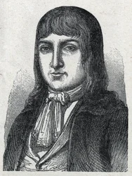 Ritratto di Amateur Jerome Le Bras des Forges, cavaliere di Boishardy, capo chouan della Rivoluzione francese (1762-1795) Incisione del 1889. Collezione privata
