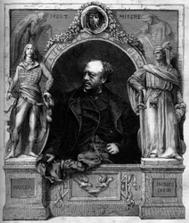 Ritratto di Antoine Augustin Preault (1809-1879), scultore francese. Incisione in "Le Monde Illustré" n.1139 del 25 gennaio