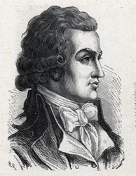 Ritratto di Antoine Pierre Joseph Marie Barnave (1761-1793) politico francese. Incisione del 1889. Collezione privata.