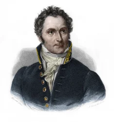 Ritratto di Casimir Perier (1777-1832), statista francese. in "LIBRE DES PERÉNERS" di Louis de Cormenin Timon. 1842. Collezione privata