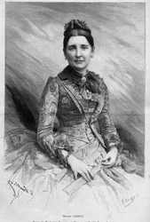 Ritratto di Cecile Carnot (nata Dupont-White) (1841-1898), moglie di Sadi Carnot, Presidente della Repubblica Francese. Incisione in "Le Monde Illustré" n.1678 del 25 maggio 1889