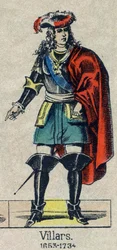 Ritratto di Claude Louis Hector de Villars (1653-1734), maresciallo di Francia. Immagine di Epinal della fine del XIX secolo