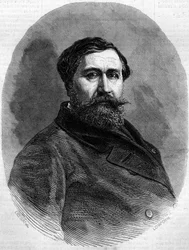 Ritratto del Conte Alfred Emilien de Nieuwerkerke (1811-1892), scultore francese e alto funzionario. Incisione in "Le Monde Illustré" n°212 del 4 maggio 1861