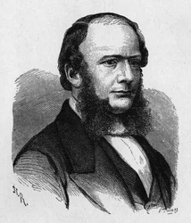 Ritratto di Ernest Werner von Siemens (1816 - 1892), ingegnere e industriale tedesco, fondatore della compagnia che creò la prima grande linea telegrafica europea - in "Album della Scienza; illustri scienziati; Grandi scoperte" 1896