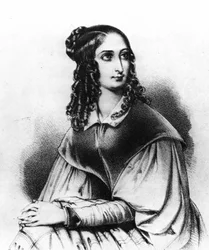 Ritratto di Flora Tristan nel 1839, nonna di Gauguin, morta il 14 nov. 1845 a Bordeaux - incisione
