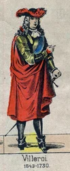 Ritratto di François de Neufville, Duca di Villeroi, Maresciallo di Francia (1644-1730). Immagine di Epinal della fine del XIX secolo.