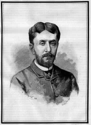 Ritratto di Gabriel Charmes (1850-1886), giornalista francese. Incisione in "Le Monde Illustré", 8 maggio 1886.