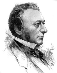 Ritratto di Isaac Pereire (1800 - 1875), fondatore della Societe de Credit mobilier e della compagnia generale transatlantica. Incisione in “Le Monde Illustré” n°1218 del 31 luglio 1880