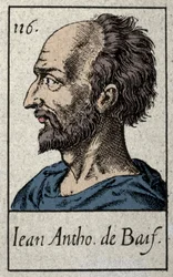 Ritratto di Jean Antoine de Baif (1532-1589), poeta francese membro del movimento della Pleiade. Incisione del XIX secolo