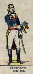 Ritratto di Jean Etienne Championet, generale francese (1762-1800). Immagine di Epinal della fine del XIX secolo