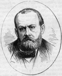 Ritratto di Jean Joseph Perraud (1819/1821-1876), scultore francese. Incisione in "Le Monde Illustré" n.890 del 2 maggio 1874